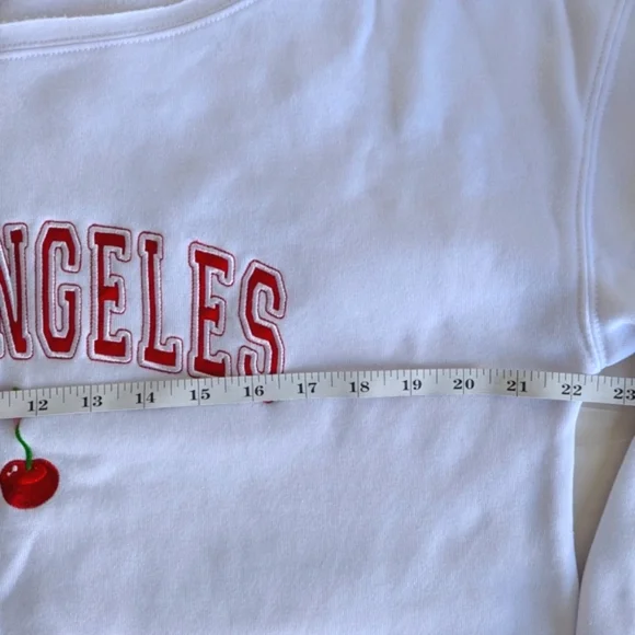 Faded Rose Los Angeles & Cherry Graphic Off-shoulder Long Sleeve Sweatshirt sz M - Picture 6 of 8